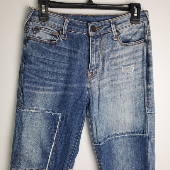 True Religion Stovepipe Deconstructed Patchwork Jeans Size 27 - Picture 4 of 9